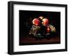 Earthenware Cup with Peaches, Grapes and Bees-null-Framed Giclee Print