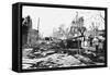 Earthquake Damage and a Burnt Car, King Street, Kingston, Jamaica, 1907-null-Framed Stretched Canvas