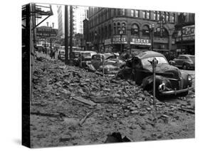 Earthquake Damage in Pioneer Square - Seattle, WA-Lantern Press-Stretched Canvas