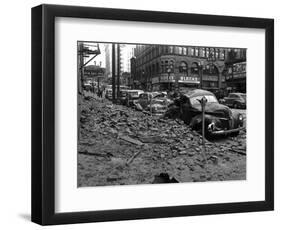 Earthquake Damage in Pioneer Square - Seattle, WA-Lantern Press-Framed Art Print