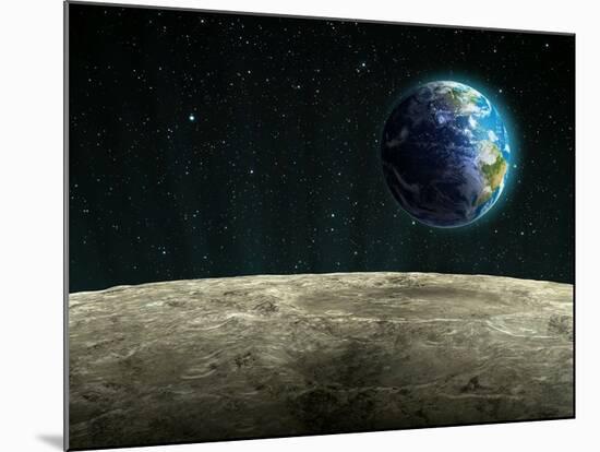 Earthrise from the Moon, Artwork-null-Mounted Photographic Print