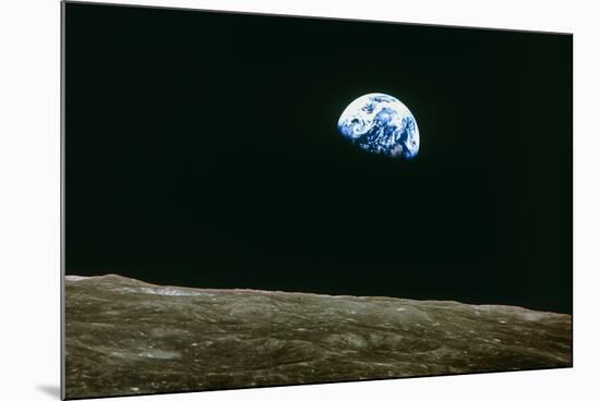 Earthrise Over Moon, Apollo 8-null-Mounted Photographic Print