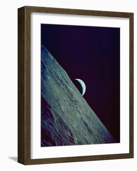 Earthrise over the Moon Taken by the Apollo 17 Crew-null-Framed Photographic Print