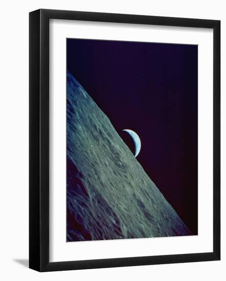 Earthrise over the Moon Taken by the Apollo 17 Crew-null-Framed Photographic Print