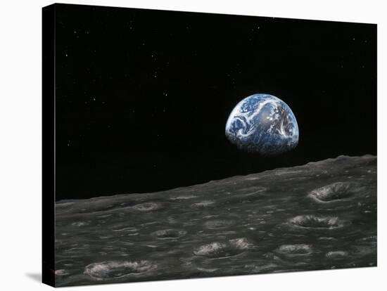 Earthrise Photograph, Artwork-Richard Bizley-Stretched Canvas