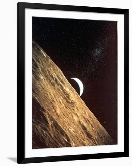 Earthrise Seen from Surface of the Moon, Apollo Mission, 1969-null-Framed Photographic Print