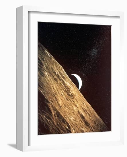 Earthrise Seen from Surface of the Moon, Apollo Mission, 1969-null-Framed Photographic Print