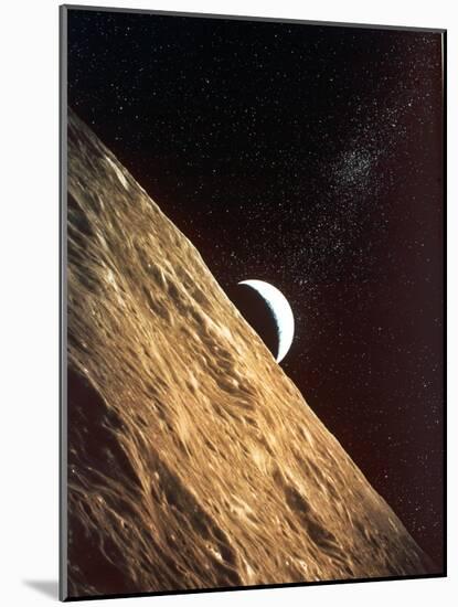 Earthrise Seen from Surface of the Moon, Apollo Mission, 1969-null-Mounted Photographic Print