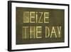 Earthy Background And Design Element Depicting The Words "Seize The Day"-nagib-Framed Art Print