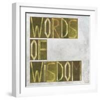 Earthy Background Image And Design Element Depicting The Words "Words Of Wisdom"-nagib-Framed Art Print