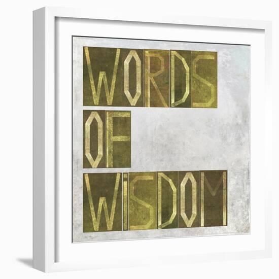 Earthy Background Image And Design Element Depicting The Words "Words Of Wisdom"-nagib-Framed Art Print