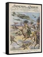 East Africa: Low Level Attack on Allied Forces Including Camel-mounted Cavalry by Italian Planes-Walter Molini-Framed Stretched Canvas