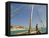 East Africa, Tanzania, Sailing an Arab Dhow in Zanzibar-Paul Harris-Framed Stretched Canvas