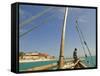 East Africa, Tanzania, Sailing an Arab Dhow in Zanzibar-Paul Harris-Framed Stretched Canvas