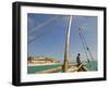 East Africa, Tanzania, Sailing an Arab Dhow in Zanzibar-Paul Harris-Framed Photographic Print