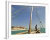 East Africa, Tanzania, Sailing an Arab Dhow in Zanzibar-Paul Harris-Framed Photographic Print