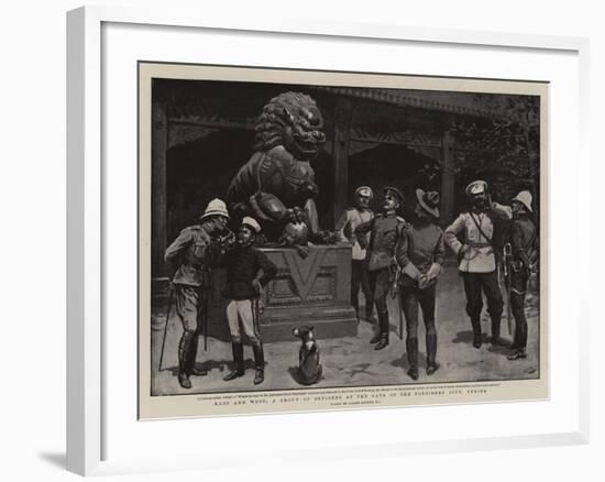 East and West, a Group of Officers at the Gate of the Forbidden City, Peking-Gordon Frederick Browne-Framed Giclee Print