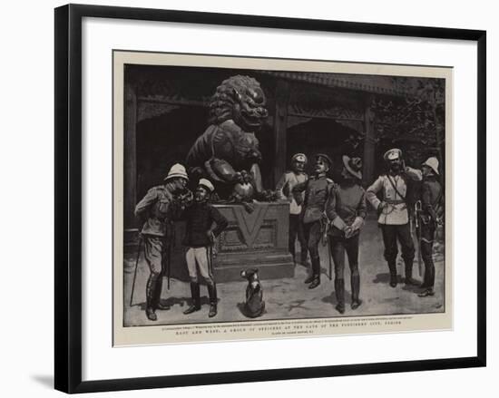 East and West, a Group of Officers at the Gate of the Forbidden City, Peking-Gordon Frederick Browne-Framed Giclee Print