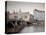East Bank of Vltava River with Dancing House and Jiraskuv Bridge, Prague, Czech Republic-Nick Servian-Stretched Canvas