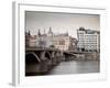 East Bank of Vltava River with Dancing House and Jiraskuv Bridge, Prague, Czech Republic-Nick Servian-Framed Photographic Print