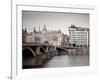 East Bank of Vltava River with Dancing House and Jiraskuv Bridge, Prague, Czech Republic-Nick Servian-Framed Photographic Print