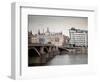 East Bank of Vltava River with Dancing House and Jiraskuv Bridge, Prague, Czech Republic-Nick Servian-Framed Photographic Print