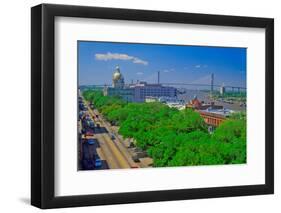 East Bay Street, City Hall and Savannah River, Savannah, Georgia-null-Framed Photographic Print