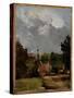 East Bergholt Church from Church Street (Oil on Paper on Panel)-John Constable-Stretched Canvas