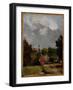 East Bergholt Church from Church Street (Oil on Paper on Panel)-John Constable-Framed Giclee Print