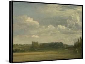 East Bergholt Common, View toward the Rectory, 18Th August 1813 (Oil on Canvas, Mounted on Panel)-John Constable-Framed Stretched Canvas