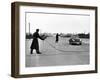 East Berlin Customs Police Stopping a Volkswagen on Charlettenburger Chaussee, Oct 26, 1952-null-Framed Photo