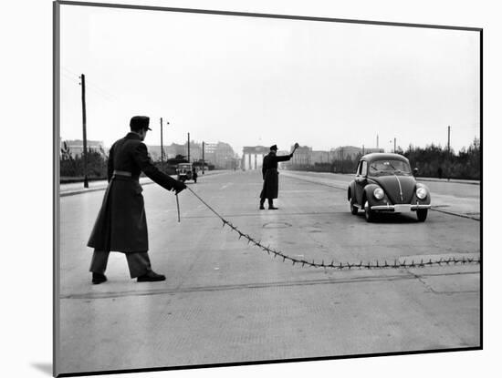 East Berlin Customs Police Stopping a Volkswagen on Charlettenburger Chaussee, Oct 26, 1952-null-Mounted Photo