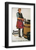 East Coast Types Girl with Fish and Barrel-null-Framed Art Print