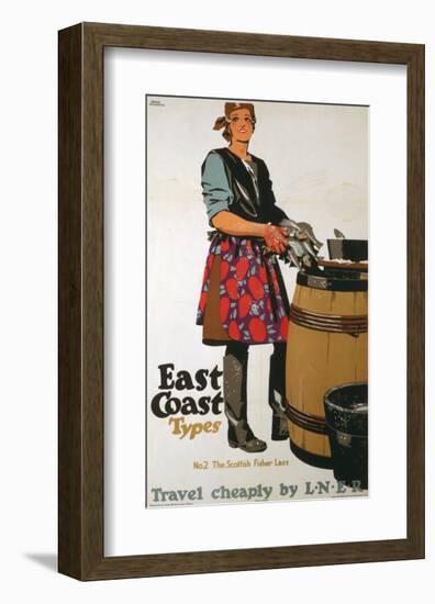 East Coast Types Girl with Fish and Barrel-null-Framed Art Print