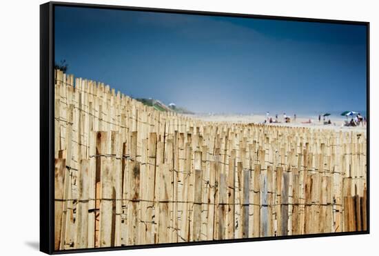 East End Long Island Beach with Fences-null-Framed Stretched Canvas