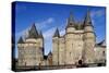 East Facade, Chatelet and St Laurent Tower, View of Castle of Vitre, Brittany, France-null-Stretched Canvas