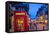 East Gate and Telephone Box at Christmas, Chester, Cheshire, England, United Kingdom, Europe-Frank Fell-Framed Stretched Canvas