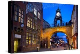 East Gate Clock at Christmas, Chester, Cheshire, England, United Kingdom, Europe-Frank Fell-Stretched Canvas