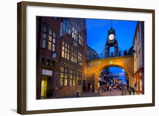 East Gate Clock at Christmas, Chester, Cheshire, England, United Kingdom, Europe-Frank Fell-Framed Photographic Print