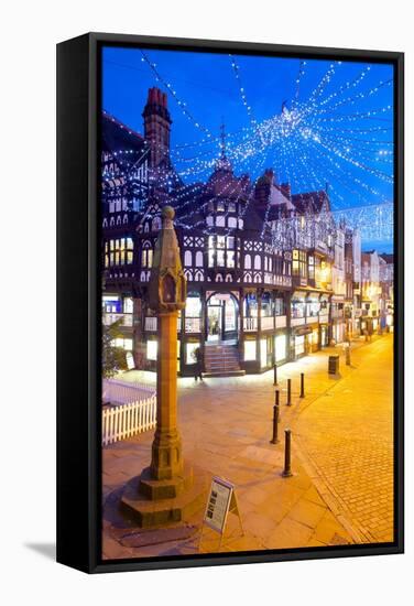 East Gate Street at Christmas, Chester, Cheshire, England, United Kingdom, Europe-Frank Fell-Framed Stretched Canvas