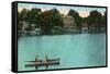 East Hampton, Connecticut, Lake Pocotopaug View of Kayrock Inn-Lantern Press-Framed Stretched Canvas