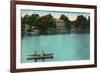 East Hampton, Connecticut, Lake Pocotopaug View of Kayrock Inn-Lantern Press-Framed Art Print