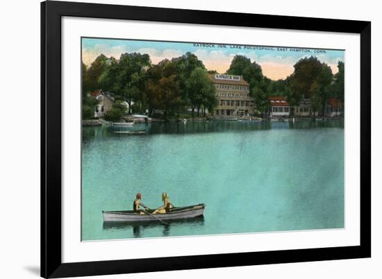 East Hampton, Connecticut, Lake Pocotopaug View of Kayrock Inn-Lantern Press-Framed Art Print