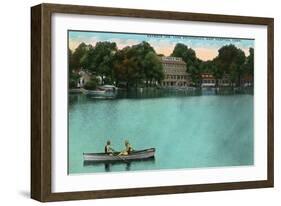 East Hampton, Connecticut, Lake Pocotopaug View of Kayrock Inn-Lantern Press-Framed Art Print