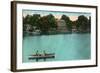 East Hampton, Connecticut, Lake Pocotopaug View of Kayrock Inn-Lantern Press-Framed Art Print