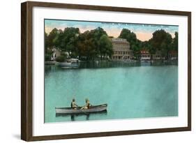 East Hampton, Connecticut, Lake Pocotopaug View of Kayrock Inn-Lantern Press-Framed Art Print