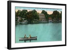 East Hampton, Connecticut, Lake Pocotopaug View of Kayrock Inn-Lantern Press-Framed Art Print