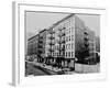 East Harlem's 100th St. with a Large Tenement Apartment Building in NYC, 1964-null-Framed Photo