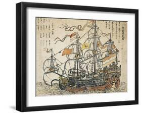East India Company Ship, Japanese, 18th Century-null-Framed Giclee Print