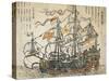 East India Company Ship, Japanese, 18th Century-null-Stretched Canvas